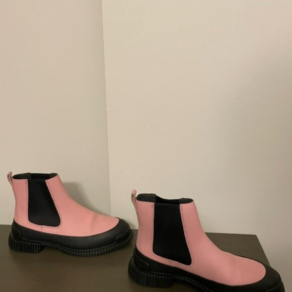 CAMPER Pull Tab Pix Round Toe Slip On BOOTS US 8 EU 38 PINK/BK - Picture 3 of 6